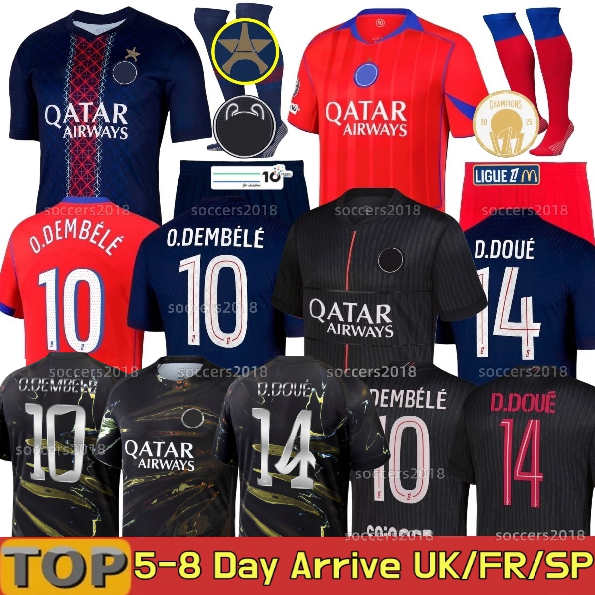 25 26 O.DEMBELE D.DOUE PSGES soccer jerseys ZABARNYI HAKIMI KVARATSKHELIA JOAO NEVES BARCOLA hommes enfant Gk 2025 2026 Fourth football shirts men kids maillot de foot