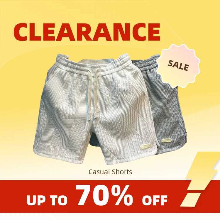ClearanceSummer Running Shorts for Men Casual Jogging Sport Short Pants Wave Pattern Solid Color Drawstring Loose Dry Gym Sport N260310