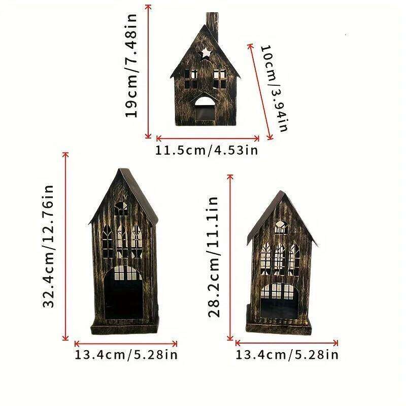 1PC House Desktop Home Holder Metal Crafts Christmas Decoration, Bedroom Patio Candle Hol H260310