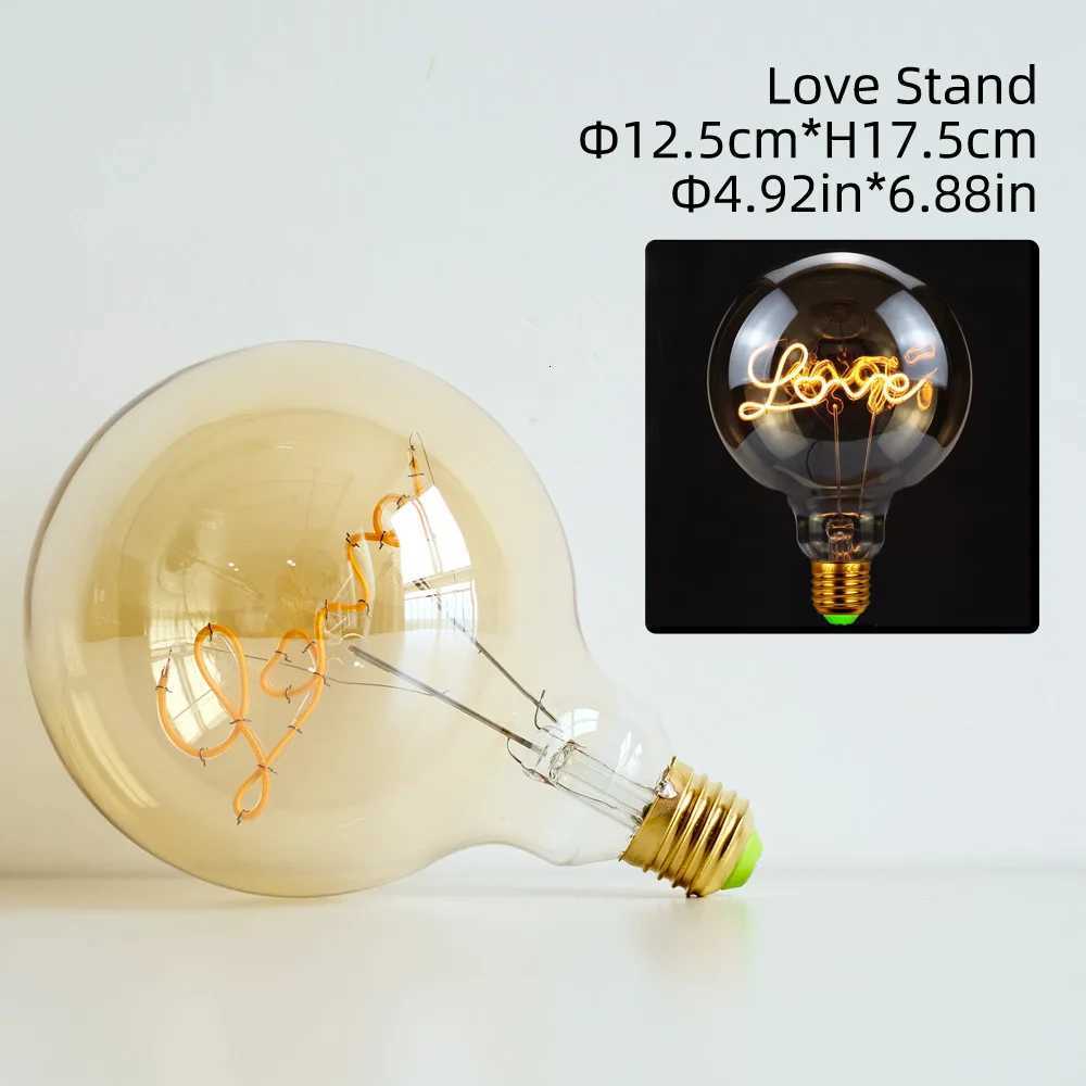 Edison Bulb Letter Light G125 220V Dimmable Lamps Warm Yellow 2200K Table Light Bulb LED Filament Light Styling LOVE HOME Note H260310