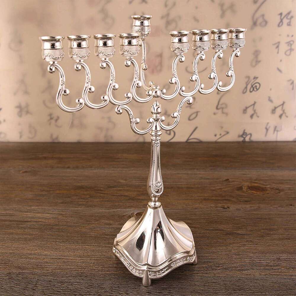 9 Branches Holder Tabletop Candelabrum Candle Stands Hanukkah Menorah for Christmas Party Wedding Home Decor Gift H260310