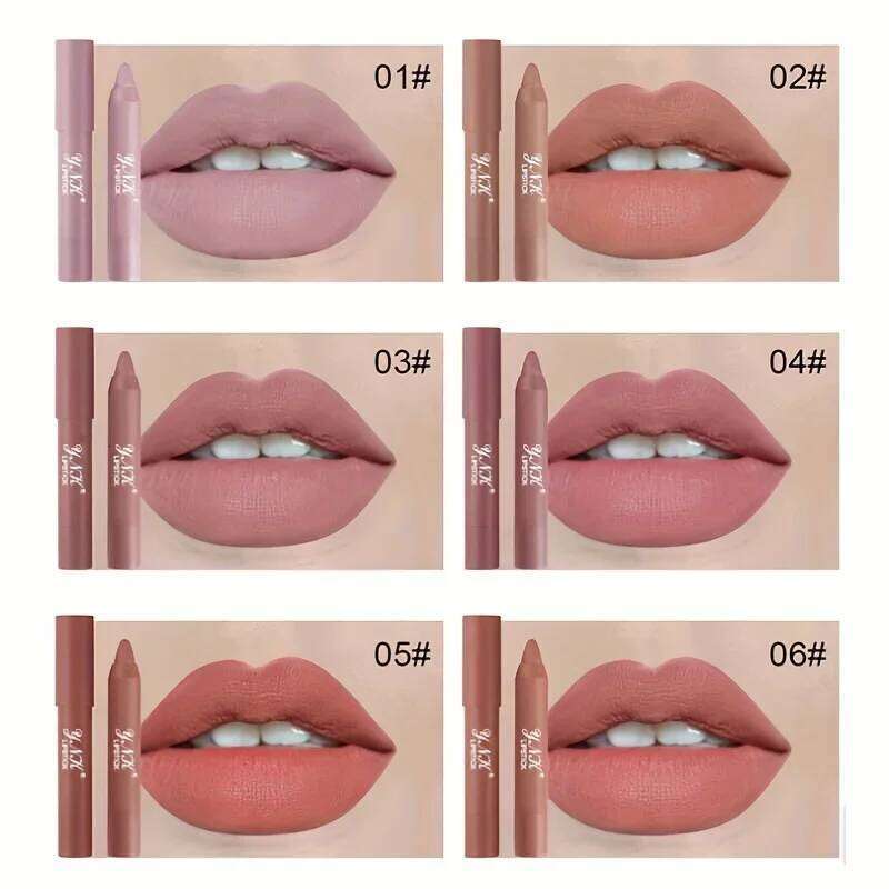 Nude Series Velvet Matte Lipstick Pencil Waterproof Long Lasting Red Stick Non-Stick Cup Lip Tint Pen Cosmetic Makeup Z260310