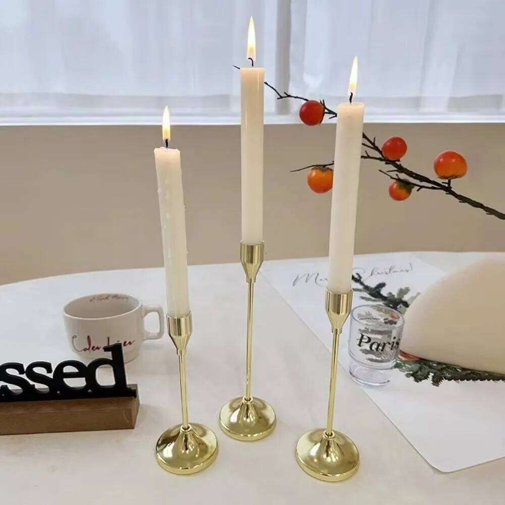 3Pcs/Set Minimalist Retro Style Tabletop Candle Holders Exquisite Home and Hotel Decoration Candlestick Holder Metal H260310