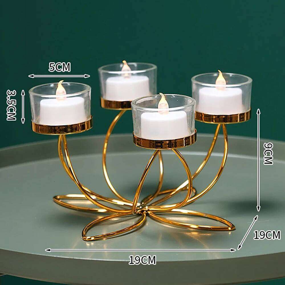 Modern Iron Candlestick Decor Ornaments Candle Stand Holder Retro Style Candlelight Dinner Props Bedroom H260310