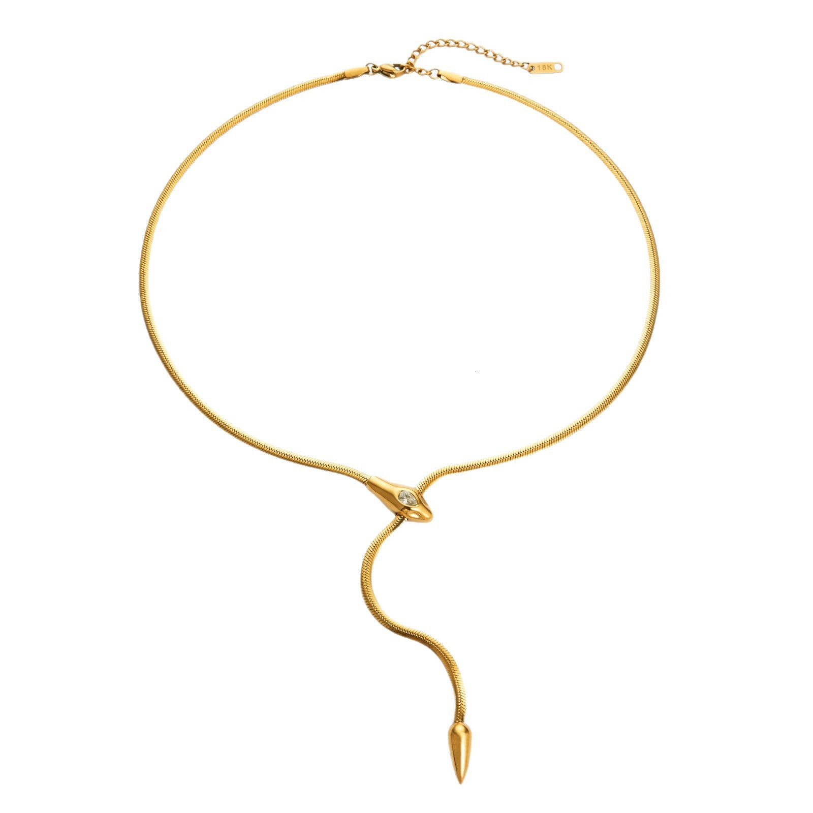 2026 New Designer Luxury Brand Titanium Steel Non Fading Design Sense Snake Zircon Necklace Women's Collarbone Chain Snake Bone Necklace Retro Hi