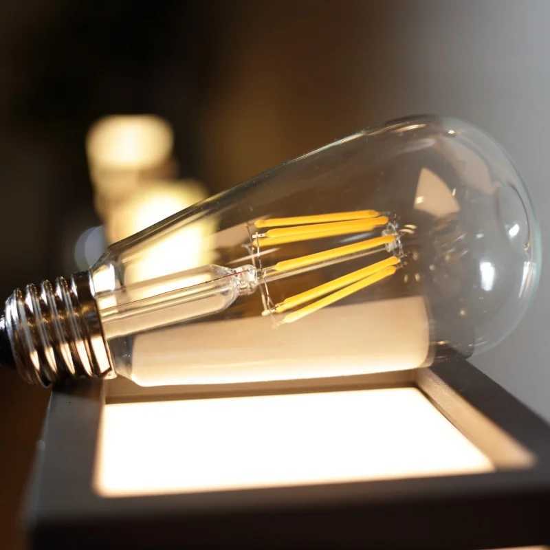 1-12PCS LED ST64 2W 4W 6W 8W AC 220V 240V Filament Bulb E27 Light Vintage Edison Lamp Retro Glass Appearance Indoor Lighting H260310