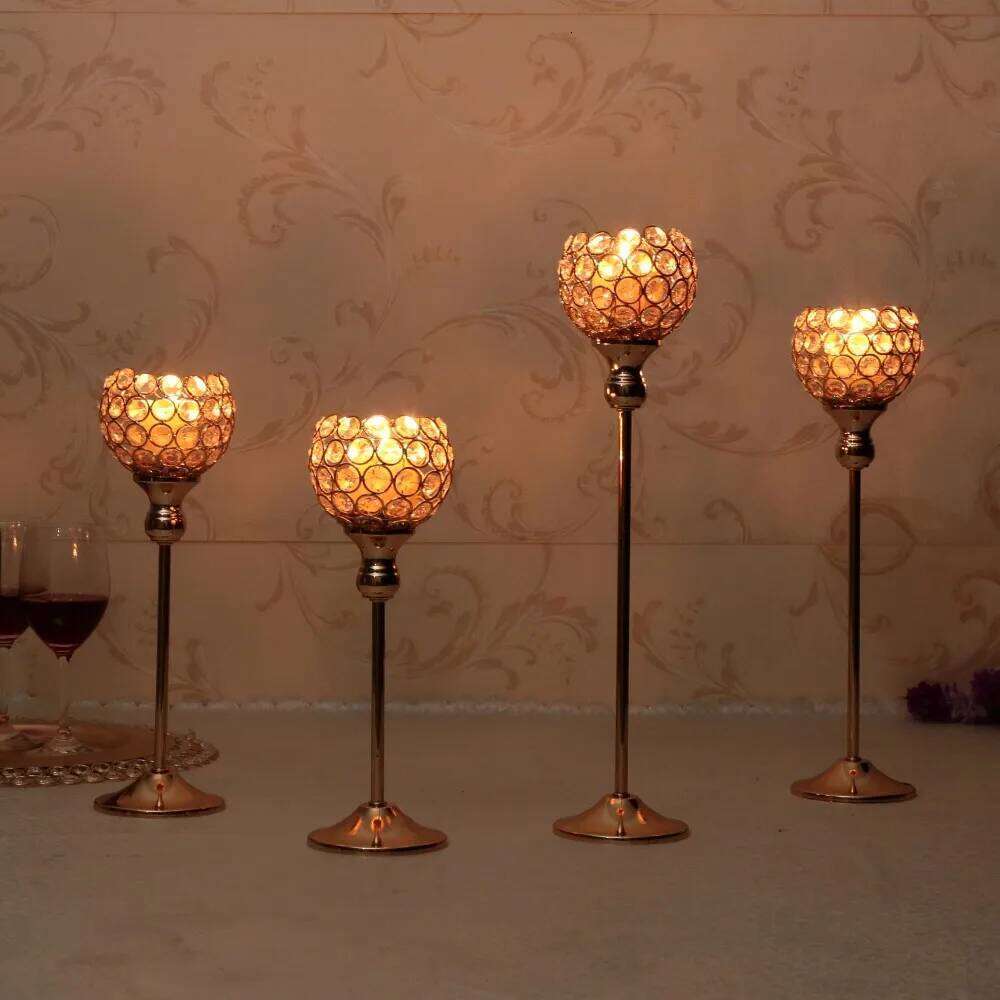 2 Wholesales Tealight Candle Holders, Crystal Candlesticks, Table Stands, Wedding Home Decor Housewarming Gift,2 Pcs a set H260310