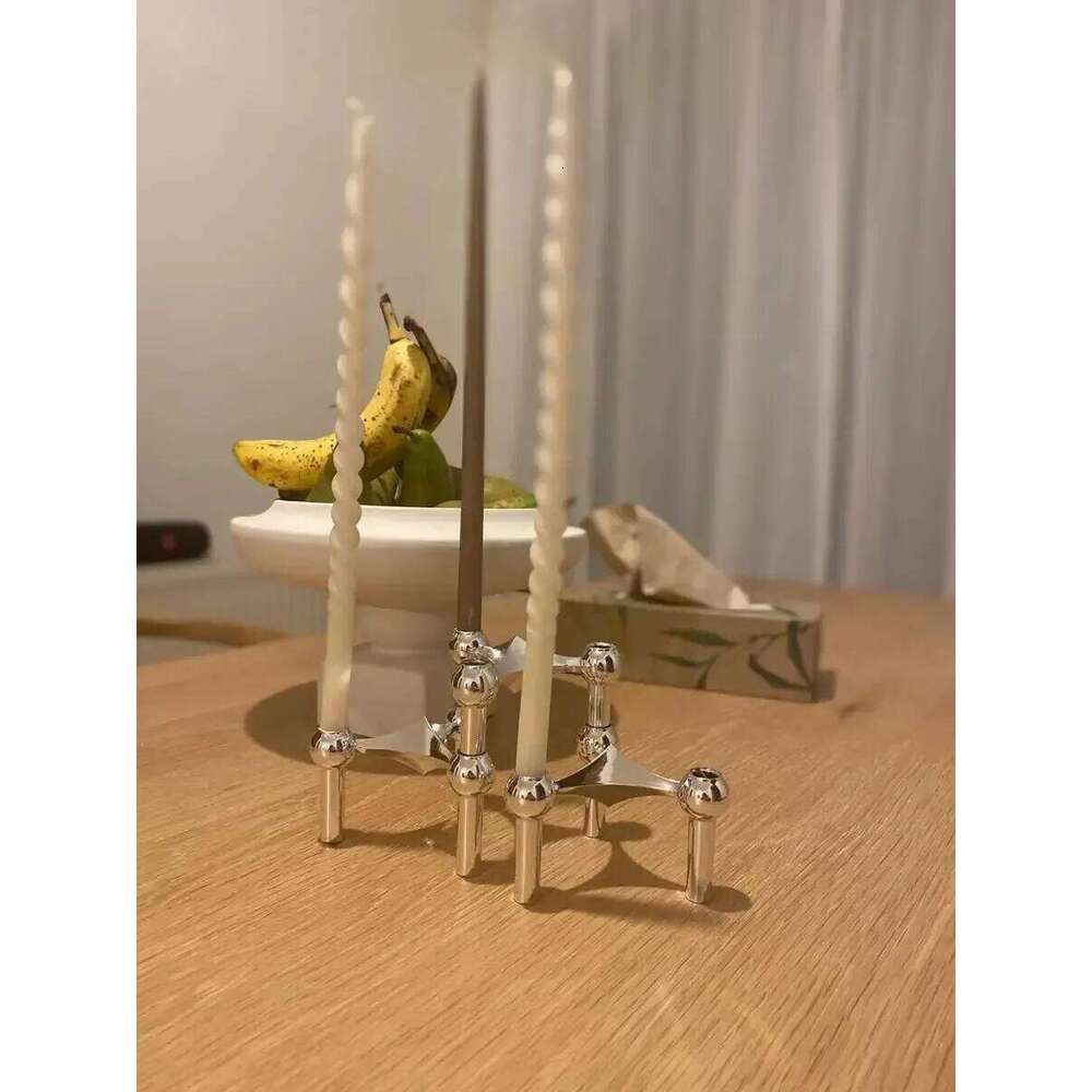 Metal Candle Holder Nordic Molecular Structure Silver Candlestick Centerpiece Living Room Decoration Gift Home Decore Candelabra H260310