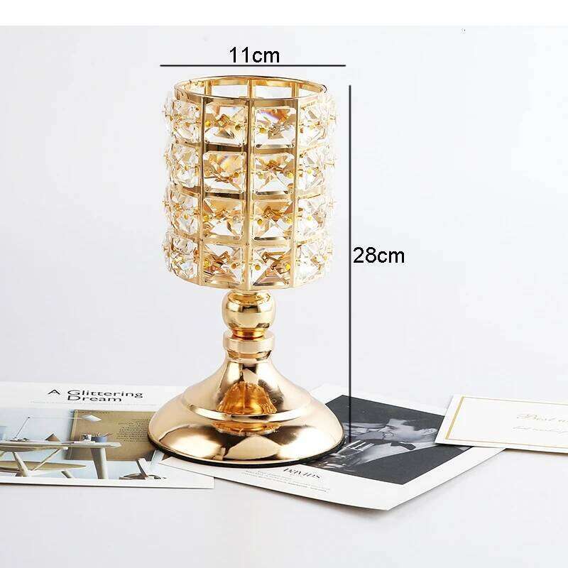 Modern Crystal Candle Holder Storage Ornament Crafts Candlestick Living Room Desktop Simple Candelabra Decorations H260310