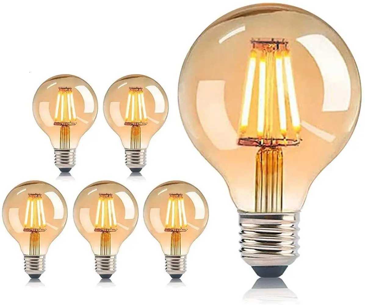 LED Edison Filament Light Retr Bulb Brown Golden G95 4W 6W 8W 2700K Dimmable E27 AC 220V 110V Dimmer Restaurant Bedroom H260310