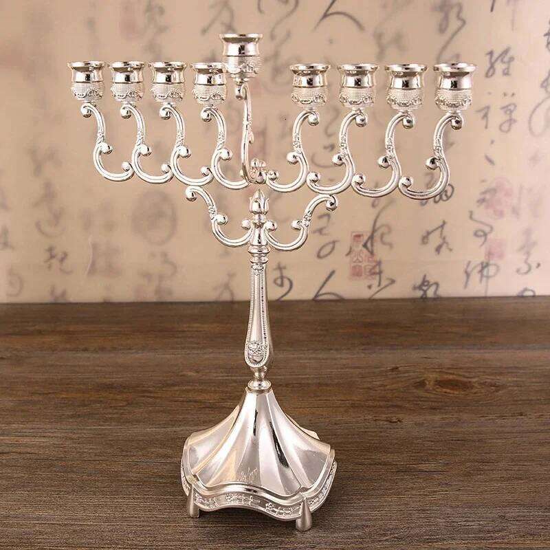 PEANDIM 9 Arms Candlesticks Metal Gold Silver Holders Wedding Party Table Candle Stand Decoration Home Votive Holder H260310