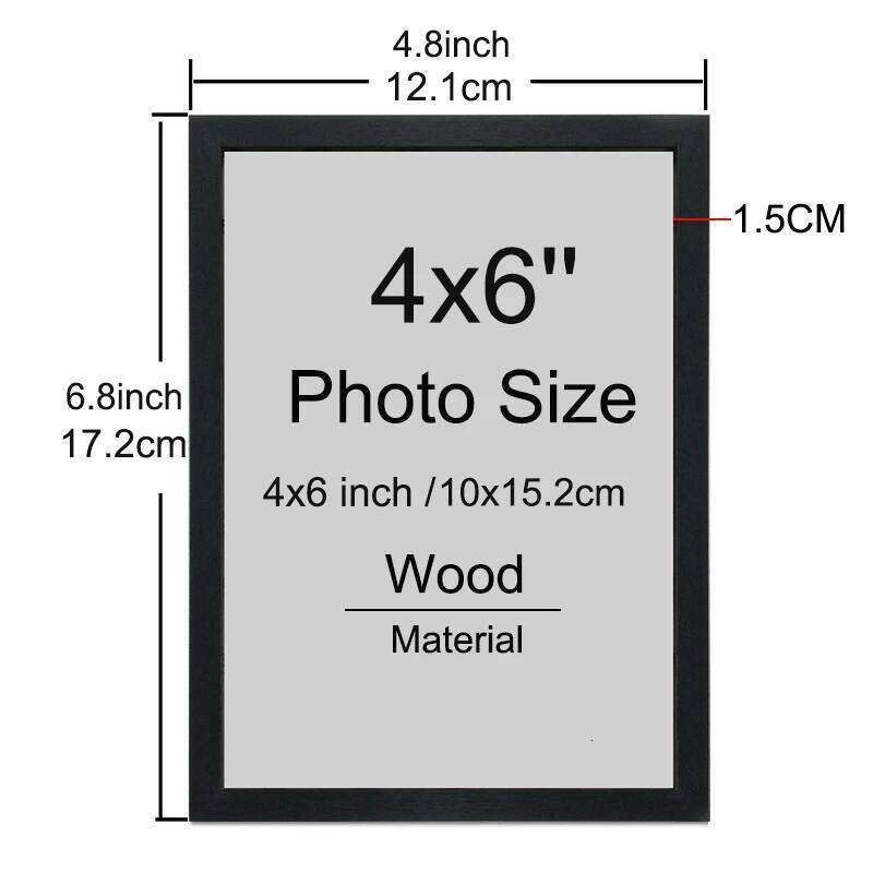 2pcs 4x6inch Black Wood 10x15cm Modern Minimalist Family DIY Photo Wall Picture Frame H260310 - view 3
