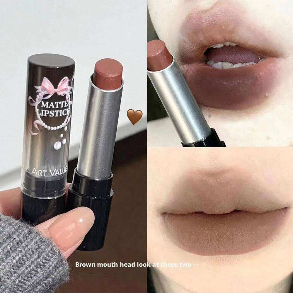 Matte velvet lipstick Moisturizing Nude Pink Waterproof Gloss Long Lasting Cinnamon Milk Tea Toned Lip Tint Party Makeup Z260310