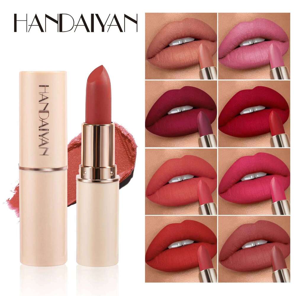 8 Colors Deep Matte Lipstick Waterproof Non-Stick Velvet Texture Easy Apply Rose Red Lip Makeup Long-Lasting Cosmetics Z260310
