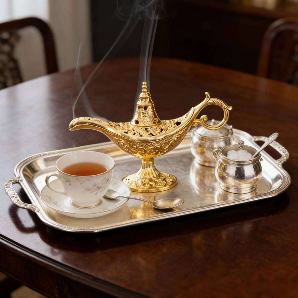 Aladdin Genie Lamp Burner Made of Alloy Material Ideal for Tea Ceremony Decoration and Incense Use H260310