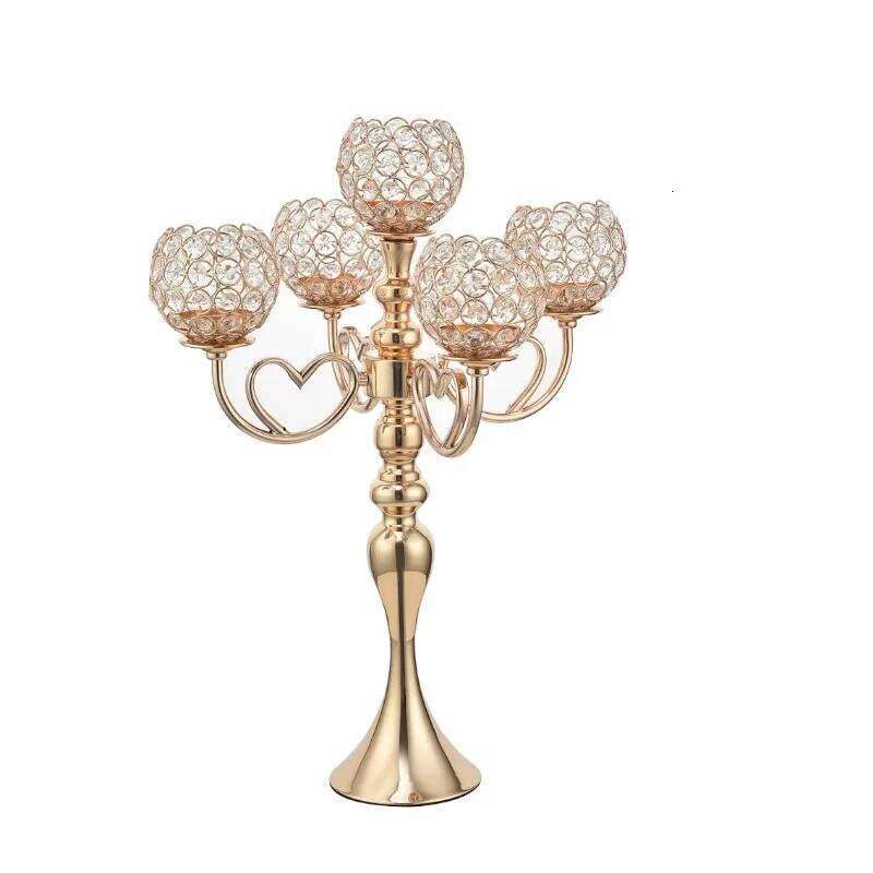 Gold/Silver Crystal Holders 5 Arm Candelabra Centerpiece Table Decorations Candle Holder for Home Wedding DECOR H260310