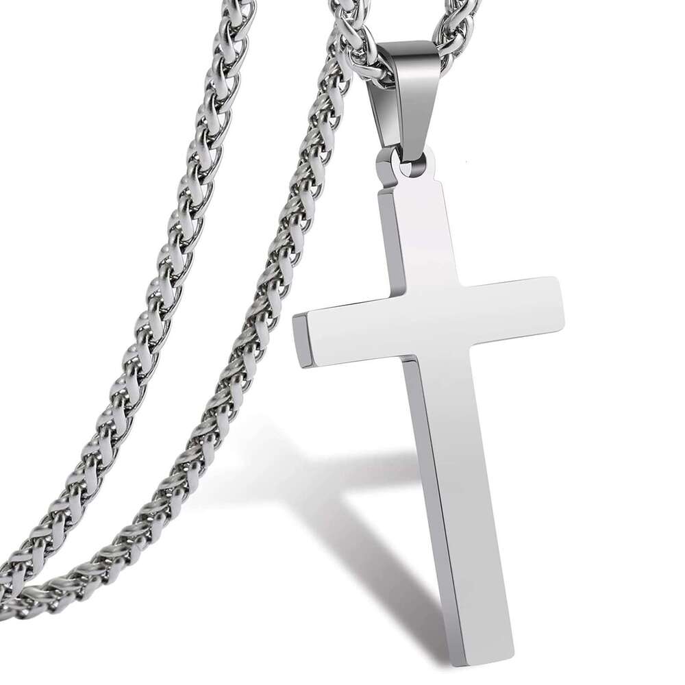 Men's Stainless Hip-hop Trendy Men's Necklace, Titanium Steel Sweater Chain Cross Necklace Accessory