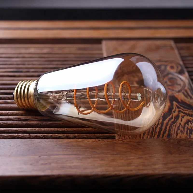 Edison Spiral Bulbs G40 T45 ST64 A19 G95 G80 E27 220V Dimmable LED Bulb Filament Light 3W 2200K Diamond Gold Lampada led H260310