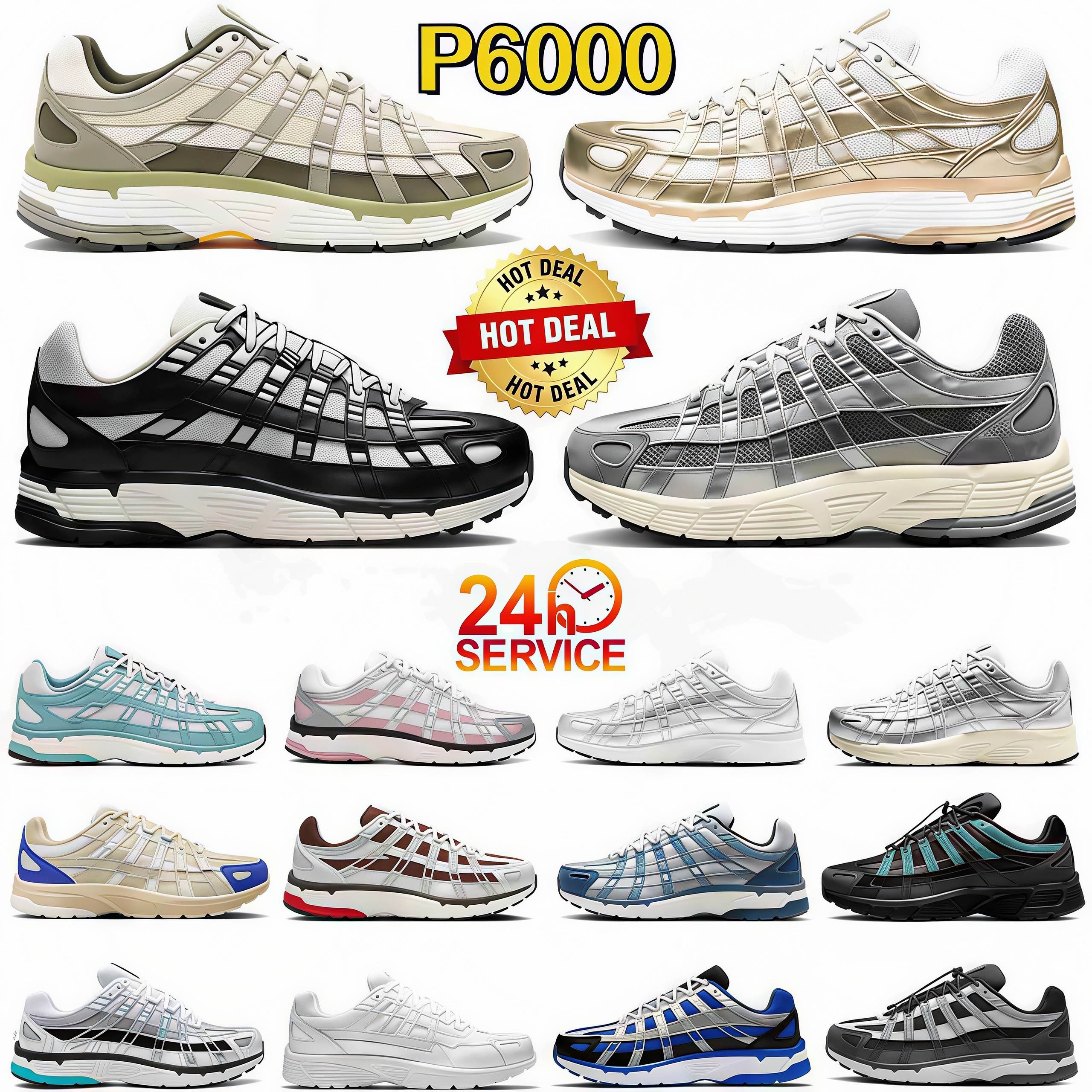 Designer sneakers P 6000 Running Shoes Mens Shoe Triple Black White Khaki Wolf Grey Metallic Blue Outdoor Sport Women Outdoor Sneaker Jogging Walking Shoes