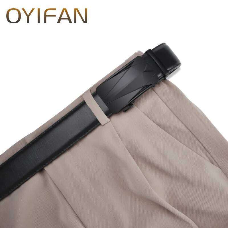 Genuine OYIFAN Cowhide Leather For Men Ratcheting Adjustable Automatic Belt, Mens Business Belt Matching jeans H260310 ,