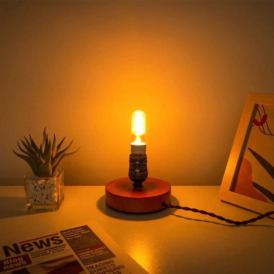 Tubular Retro Night Bulb E14 E12 220V 110V Dimmable 3W 2200K Soft Filament Living Room Table Light Chandelier Replaceable Bulbs H260310