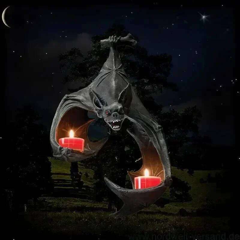 Wall Tea Set Bat Statue Hanging Candlestick Garden Home Halloween Decoration H260310