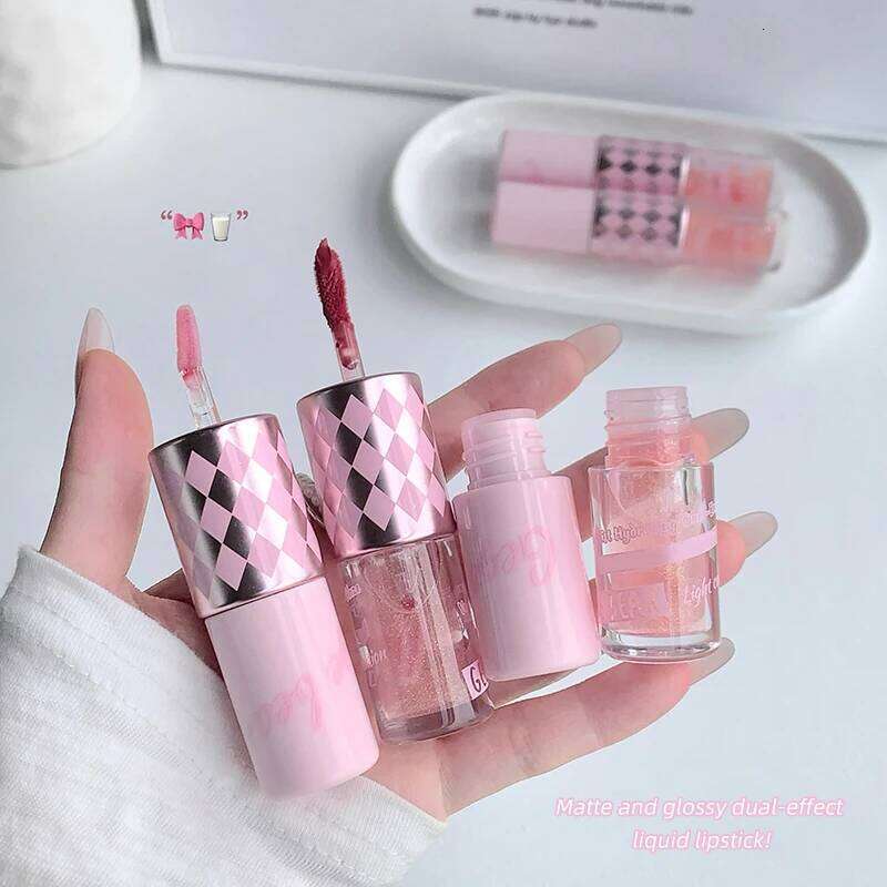 Gege bear Double-head + Lip gloss, shiny and chubby shining luster, moisturizing lips, essential lip gloss Z260310