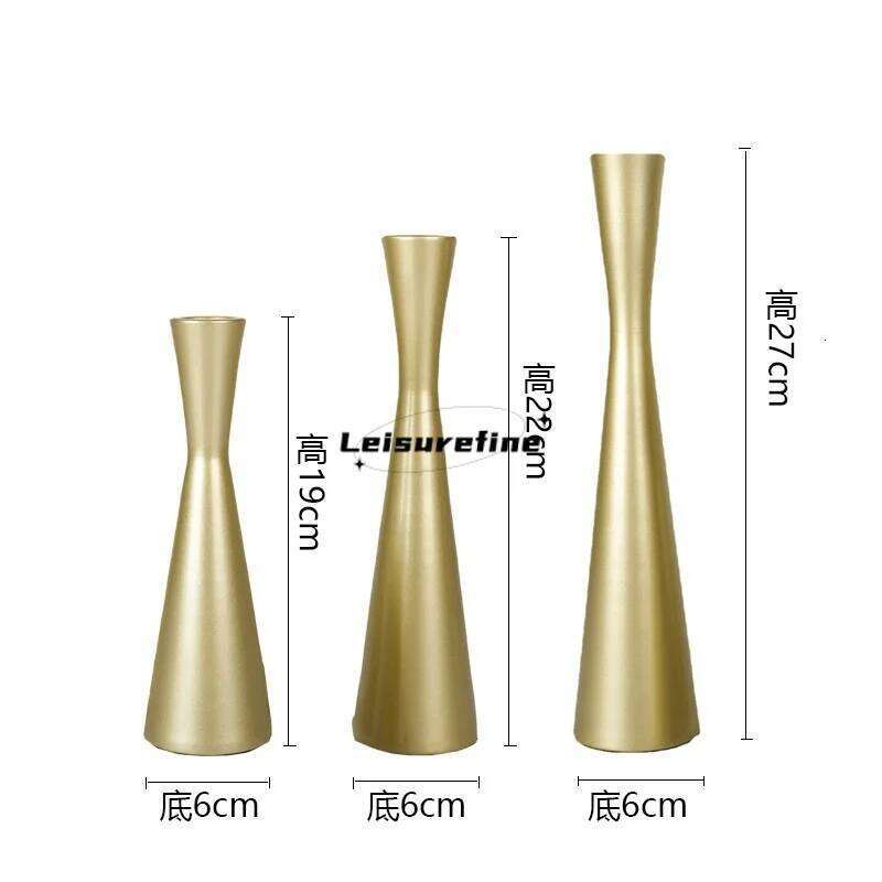 3pcs/set Candle Holders 3-sizes Iron Candlestick Conical Creative Geometric Modern Simple Golden/Black Festival Party Decoration H260310