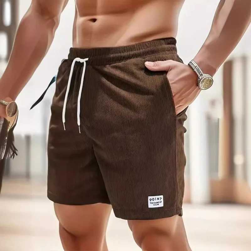 Mens Corduroy Shorts Summer Casual Sports Pants Minimalist Streetwear Elastic Waist Quick Dry Outdoor Shorts N260310