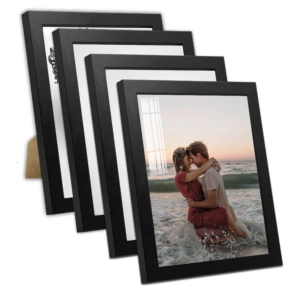 2pcs 4x6inch Black Wood 10x15cm Modern Minimalist Family DIY Photo Wall Picture Frame H260310
