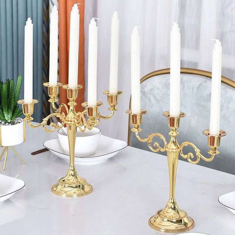 Metal Candelabra Ornament Elegant Candle Stick Wedding Christmas Party Home Dining Table Decoration Gold/Silver H260310