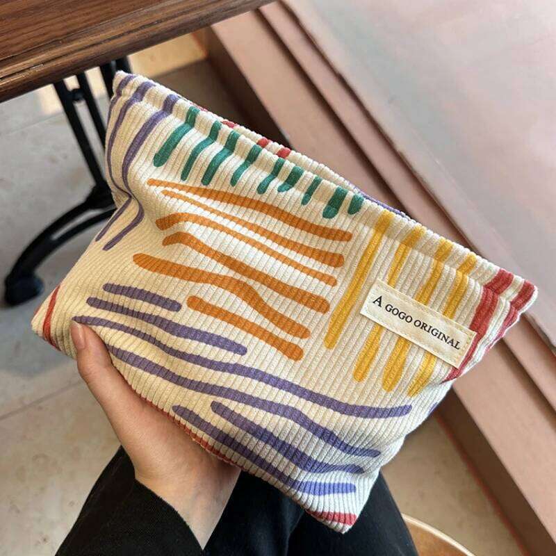 Corduroy Women Cosmetic Large Capacity Makeup Storage Travel Portable Organizer Zipper Wash Bag XJ260310