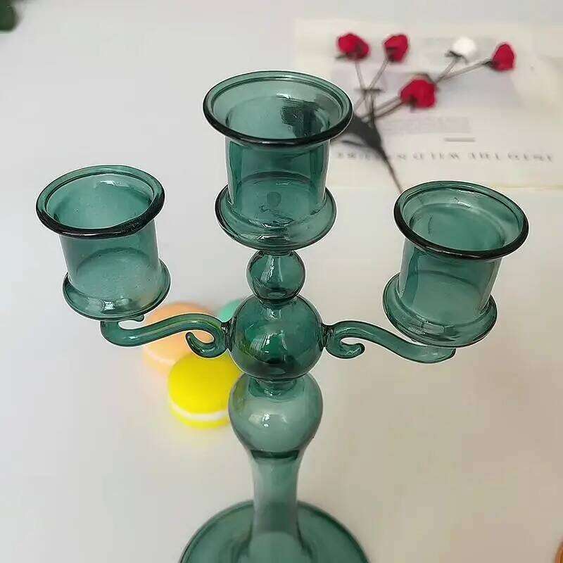 3 Heads Retro Taper Candle Holders Tall Candlesticks Party Glass Vase Home Decor Wedding Decoration H260310