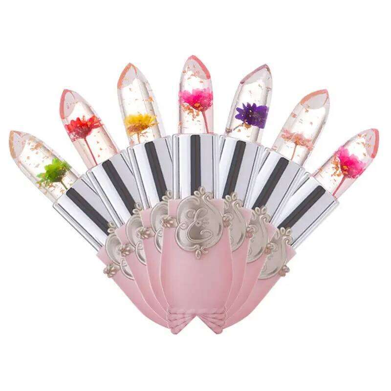 Flower Jelly Transparent Waterproof Temperature Color Changing Crystal Lipstick Long Lasting Moisturizing Lip Balm Lipsticks Z260310