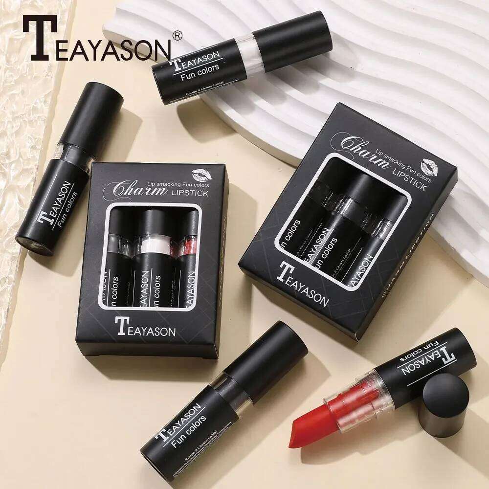 Matte Lipstick Velvet Finish Waterproof Long Lasting Non Transfer Dark Shades Black White Red Holiday Makeup Z260310