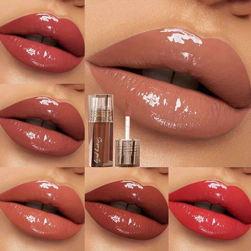 Shiny Berry Gloss, Long Wear Waterproof Liquid Lipstick, Moisturizing Non-Stick Cup Plumping Lip Makeup Z260310