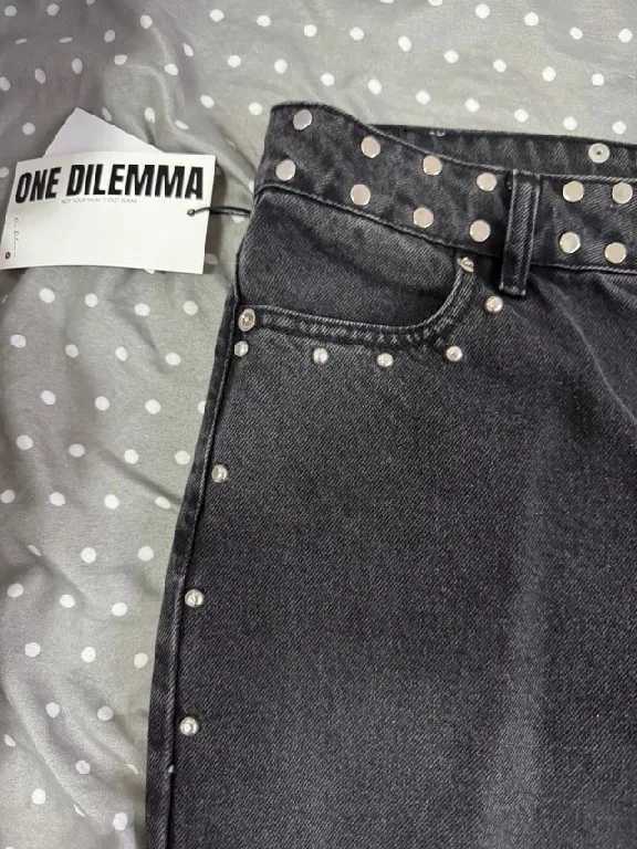 American ONE DILEMMA Jeans Y2K Womens Gothic Five Pointed Star Sequined Rivet Baggy Jeans Fashion Casual Mid Rise Slim TrousersT260310