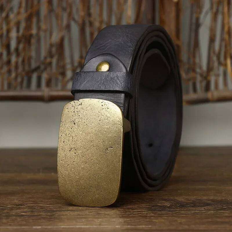 Pure 3.7CM Cowhide High Quality Genuine Leather Belts for Men Strap Male Brass Buckle Fancy Vintage Jeans Cowboy Cintos H260310