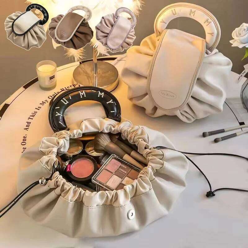 Portable Makeup Bag for Daily Use Fashion Women Large Capacity Travel Toiletry Bags Ladies Drawstring Cosmetic Storage Pouch XJ260310