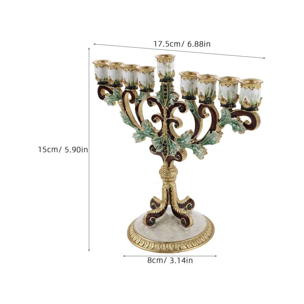 European-style Hanukkah Pillar Enamel Alloy Decorative Candlestick Ornament Menorah 9 Branch Candle Holder Luxury H260310