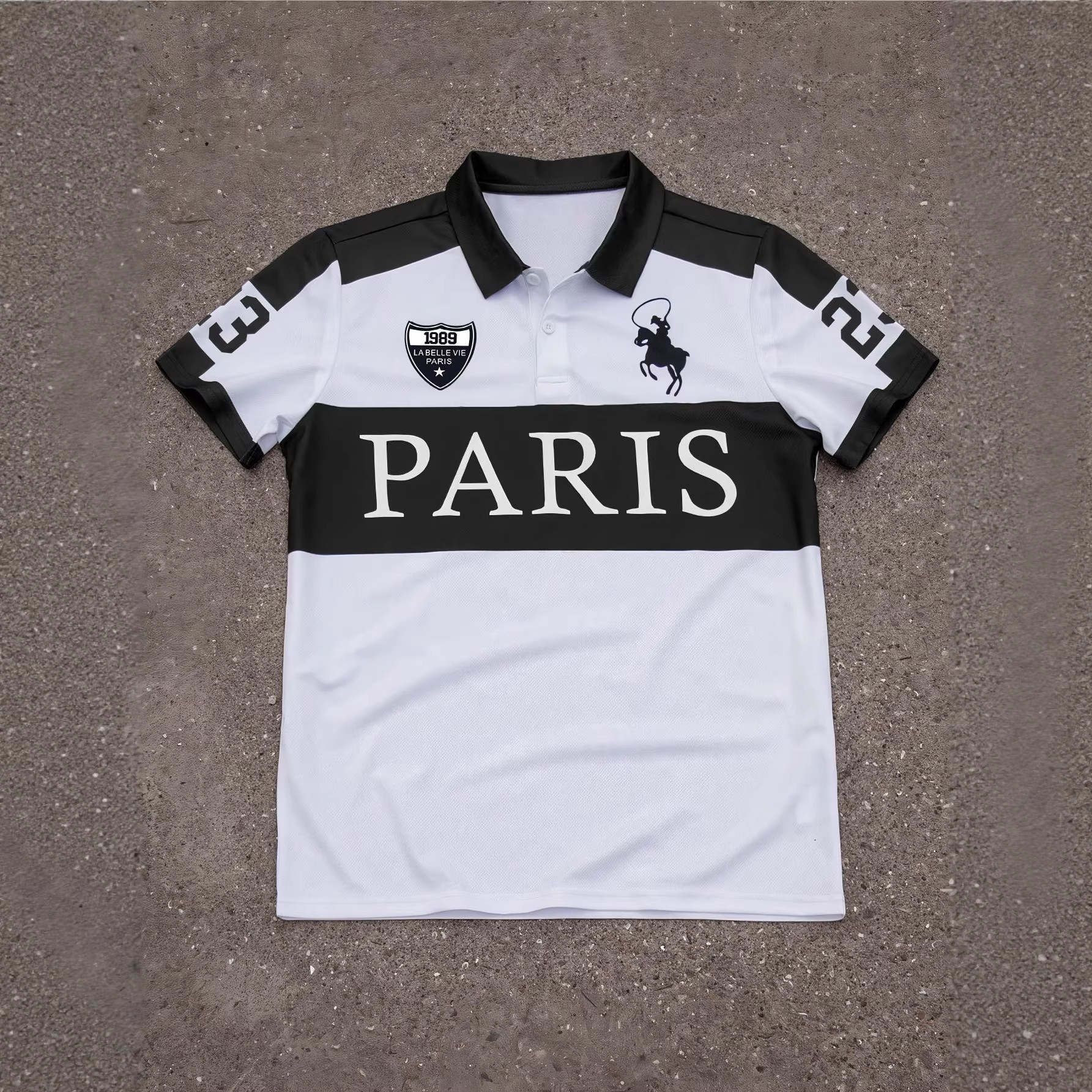 Luxury Brand Designer Clothes Trendy Sporty Style Polo Shirt For Men, Loose Fit, Versatile, Pink And White Color Block Design, Casual And Breathable S