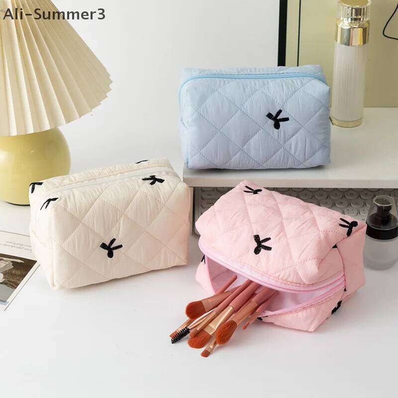 Cute Bow Tie Bag Aesthetic Organizer Travel Toiletry Pouch Portable Makeup Storage For Women XJ260310