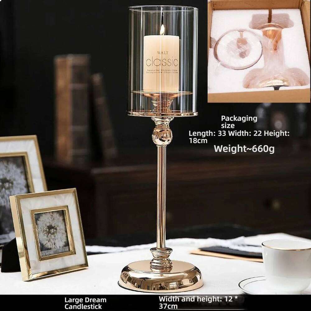Windproof Clear Glass Candle Holder for - Thick Transparent Desktop Candlestick, Outdoor Dining Table Decor H260310