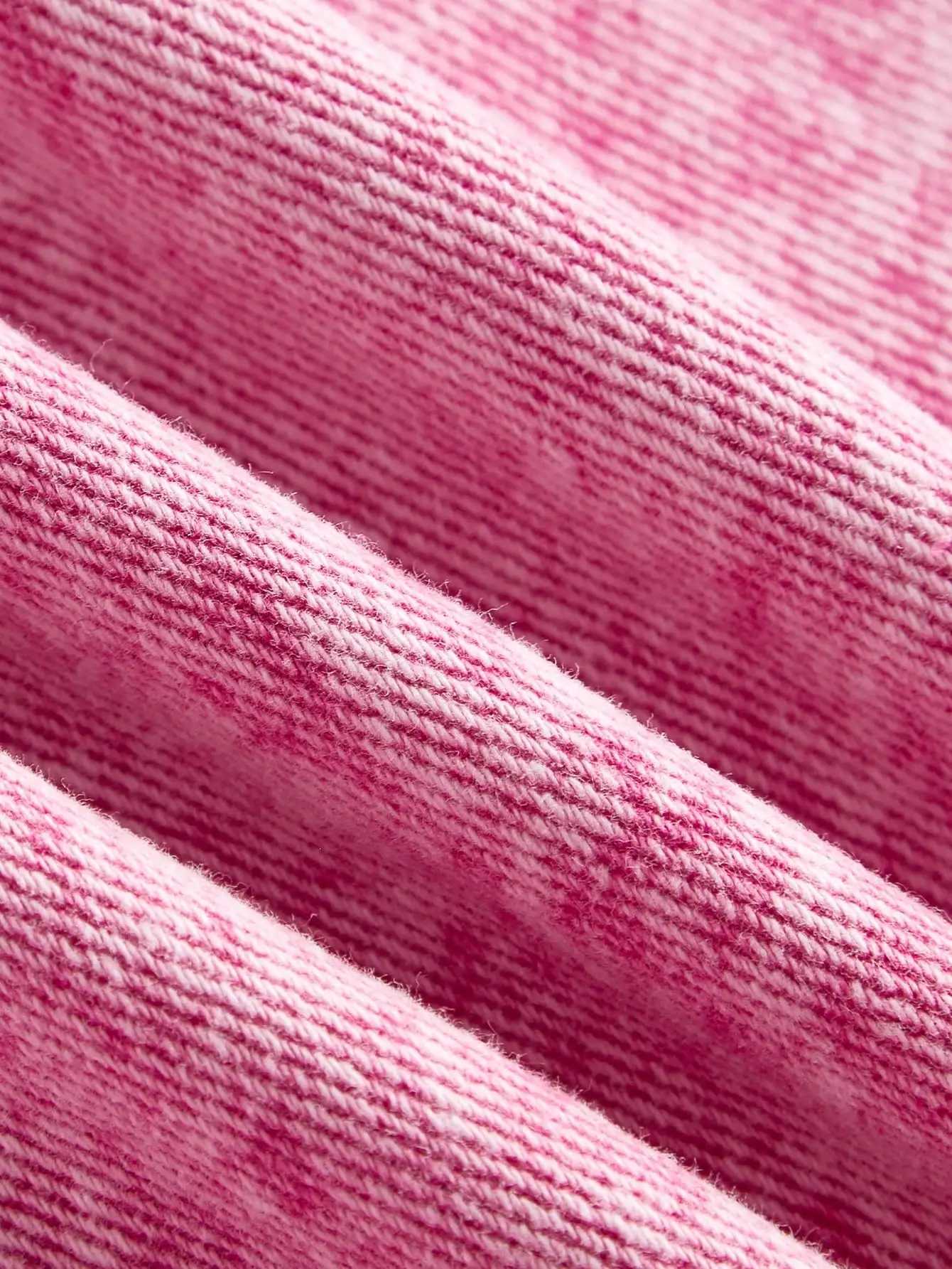 Plus Size Pink Heart Patch Wide Leg Jeans for Women Casual Denim Pants with Frayed Detail M260310