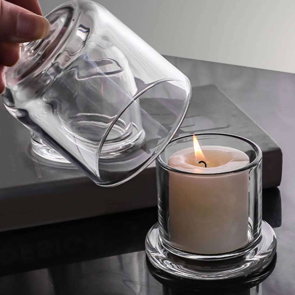 Glass Dome Votive Candle Holder Fun Candlestick for Home Hotel Crystal Stone Diffuser Aromatherapy Cup Decoration H260310