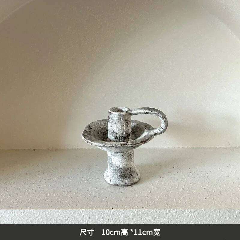 Light Luxury Hotel Villa Decoration Ceramic Material Handmade Candelabrum Wabi-Sabi Style ART Photographic Prop Candlestick H260310