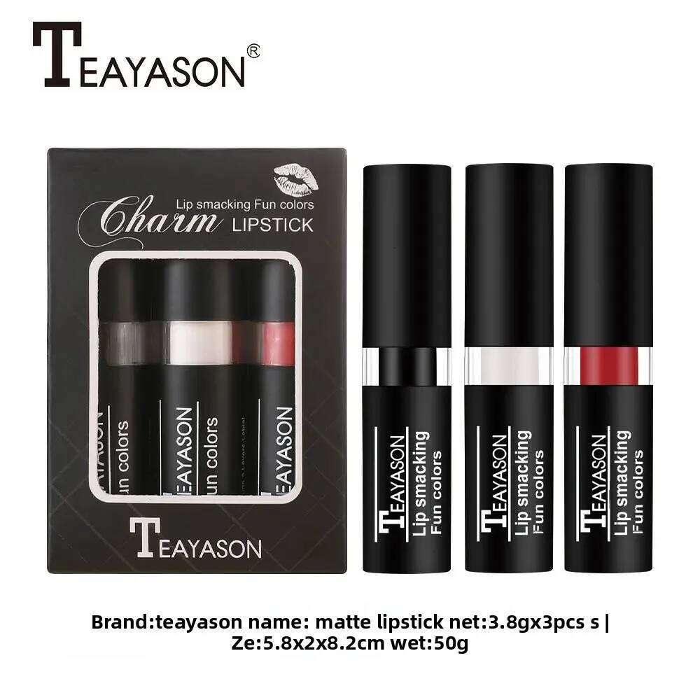 Matte Lipstick Velvet Finish Waterproof Long Lasting Non Transfer Dark Shades Black White Red Holiday Makeup Z260310