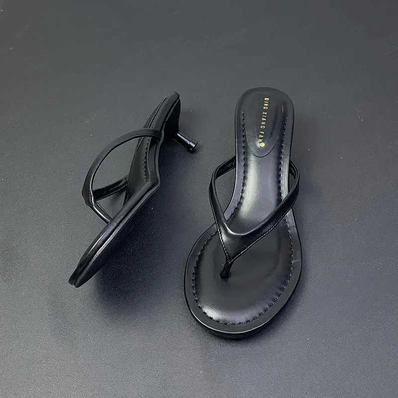 Summer Beach Female Flip flops Women Heeled Slides Fashion Round Toe Ladies Low Heel Sandals Shoes Big Size 43 K260311