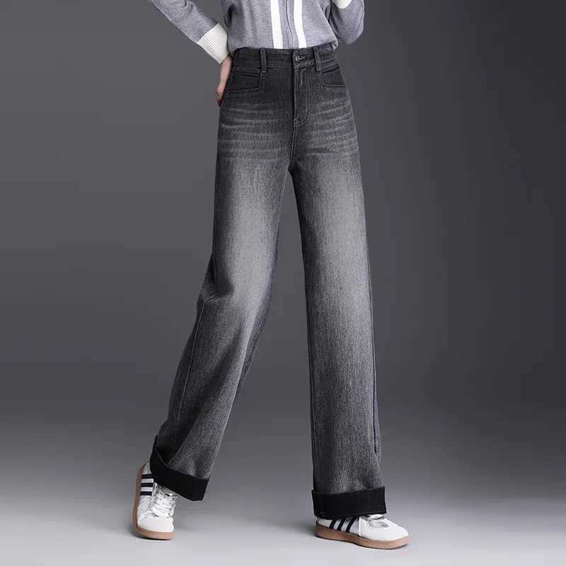 2025 Womens Spring and Autumn New High Waist Straight Leg Jeans Boutique Loose and Elegant Drop Feel Casual Pants M260310