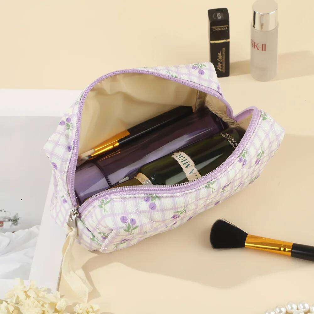 Floral Quilted Lipstick Storage Makeup Women's Cosmetic Bag Travel Skincare Pouch Toiletry for Beauty Organizer XJ260310